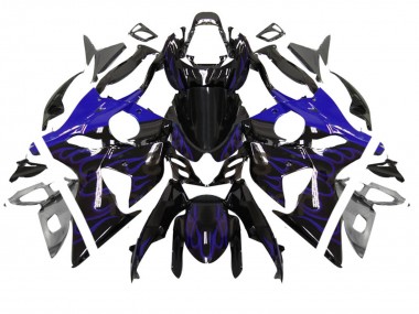 Noir Brillant Bleu Flamme Carénages Moto Suzuki GSXR 1000 2007-2008 Pas Chère