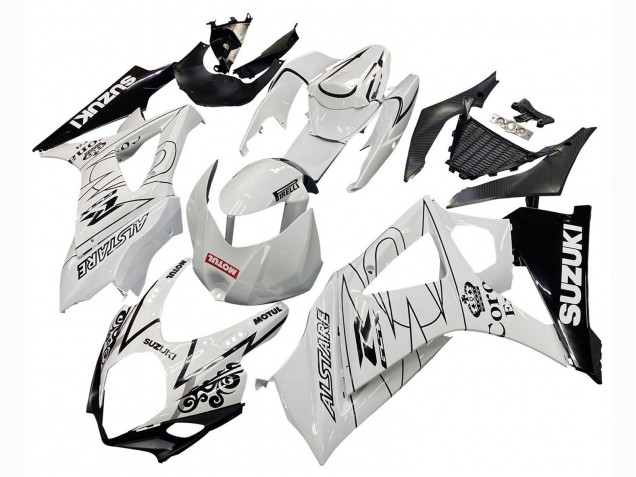 Blanc Noir Alstare Corona Motul Carénage Moto Suzuki GSXR 1000 2007-2008