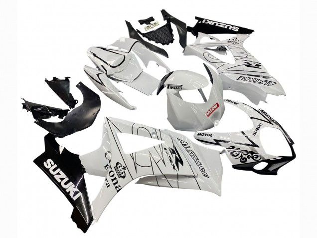 Blanc Noir Alstare Corona Motul Carénage Moto Suzuki GSXR 1000 2007-2008