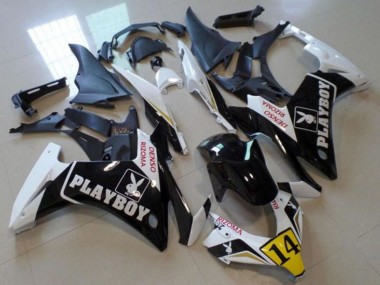 Blanc Jaune Noir Brillant Playboy 14 Carénage Moto Honda CBR500R 2013-2015 Pas Chère