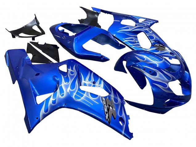 Bleu Blanc Flamme Carénage Moto Suzuki GSXR 600 / GSXR 750 2001-2003