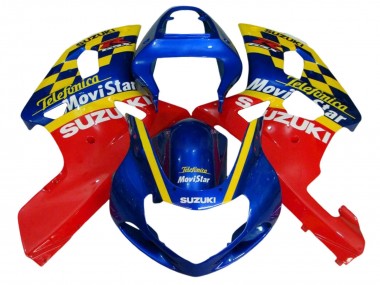 Bleu Rouge Jaune Carénage Moto Suzuki GSXR 600 / GSXR 750 2001-2003 Pas Chère