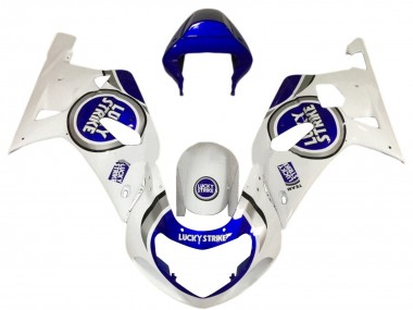 Blanc Bleu Lucky Strike Carénage Moto Suzuki GSXR 600 / GSXR 750 2001-2003 Pas Chère