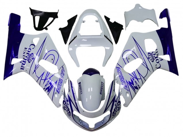 Blanc Bleu Corona Alstare Carénage Moto Suzuki GSXR 600 / GSXR 750 2001-2003