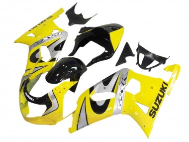 Jaune Argent Noir Brillant Kits Carénages Moto Suzuki GSXR 600 / GSXR 750 2001-2003 Pas Chère