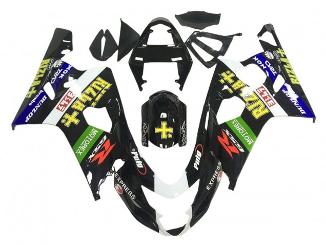 Noir Brillant Vert Blanc Jaune Rizla Carénage Moto Suzuki GSXR 600 / GSXR 750 2001-2003