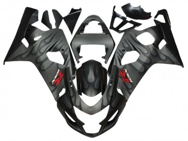 Gris Noir Flamme Carénage Moto Suzuki GSXR 600 / GSXR 750 2004-2005 Pas Chère