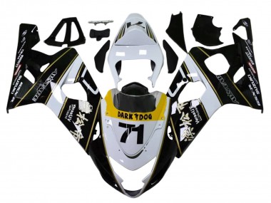 Blanc Noir Jaune Dark Dog 71 Carénage Moto Suzuki GSXR 600 / GSXR 750 2004-2005 Pas Chère