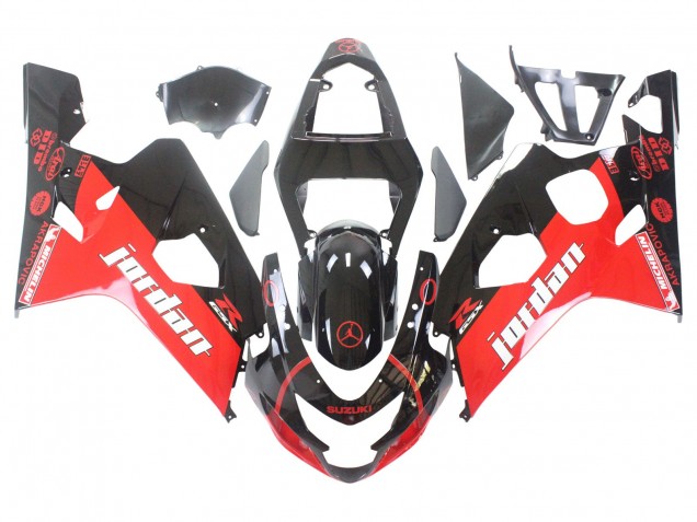 Noir Brillant Rouge Jordan Michelin Carénage Moto Suzuki GSXR 600 / GSXR 750 2004-2005
