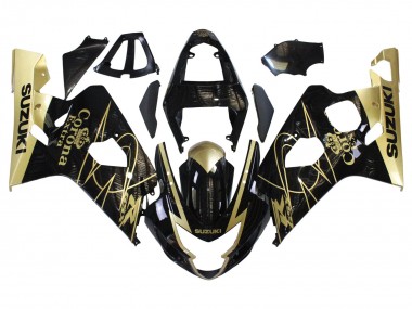 Noir Brillant Or Corona Carénage Moto Suzuki GSXR 600 / GSXR 750 2004-2005 Pas Chère