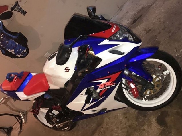 Blanc Bleu Rouge Carénages Moto Suzuki GSXR 600 / GSXR 750 2004-2005