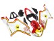 Blanc Rouge Jaune Michelin Texaon Heron 7 Carénage Moto Suzuki GSXR 600 / GSXR 750 2004-2005