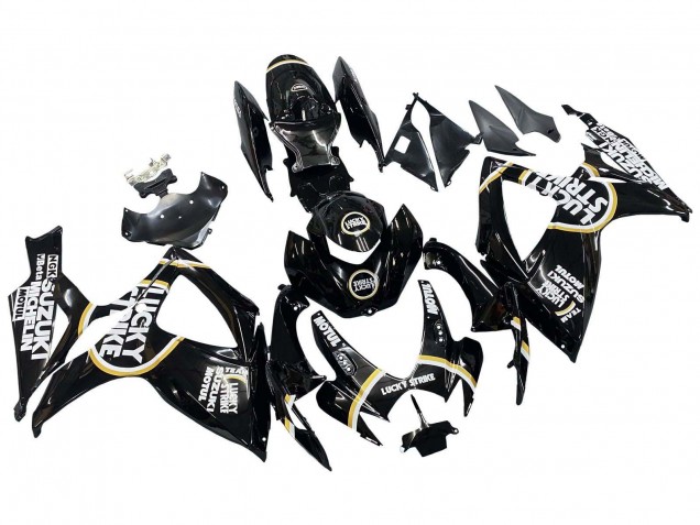 Noir Brillant Blanc Motul Lucky Strike Carénage Moto Suzuki GSXR 600 / GSXR 750 2006-2007