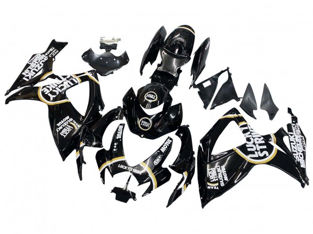 Noir Brillant Blanc Motul Lucky Strike Carénage Moto Suzuki GSXR 600 / GSXR 750 2006-2007
