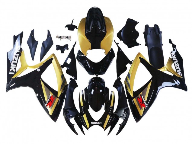 Or Noir Brillant Rouge Carénage Moto Suzuki GSXR 600 / GSXR 750 2006-2007