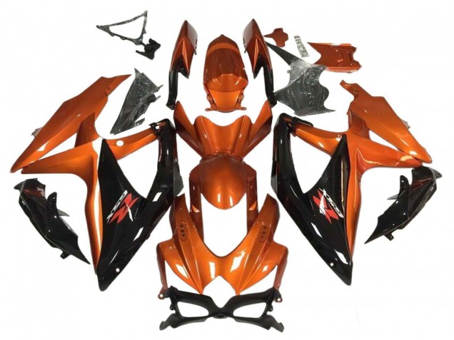 Orange Noir Brillant Carénages Moto Suzuki GSXR 600 / GSXR 750 2008-2010