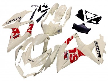 Crème Blanc Rouge Noir Carénage Moto Suzuki GSXR 600 / GSXR 750 2008-2010 Pas Chère