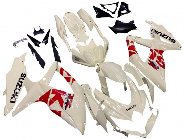 Crème Blanc Rouge Noir Carénage Moto Suzuki GSXR 600 / GSXR 750 2008-2010