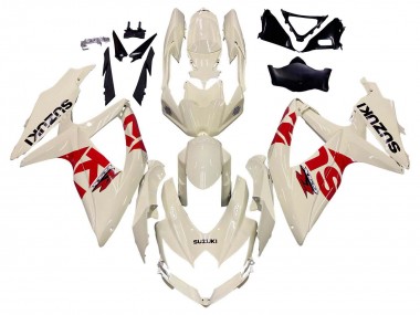 Crème Blanc Rouge Noir Carénage Moto Suzuki GSXR 600 / GSXR 750 2008-2010 Pas Chère