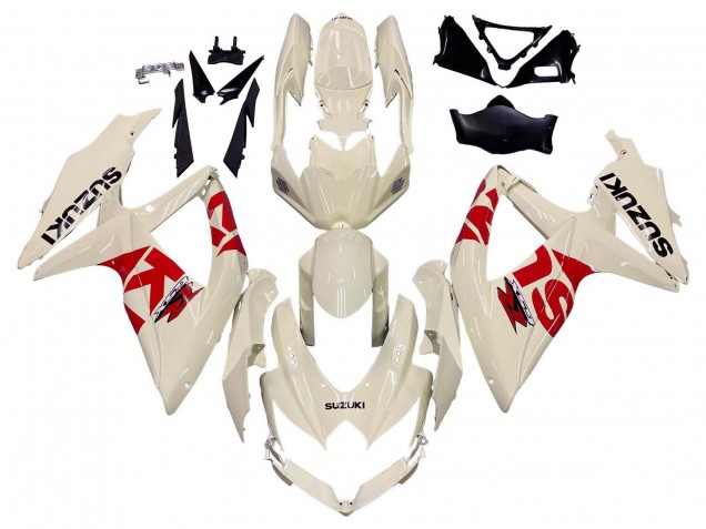Crème Blanc Rouge Noir Carénage Moto Suzuki GSXR 600 / GSXR 750 2008-2010
