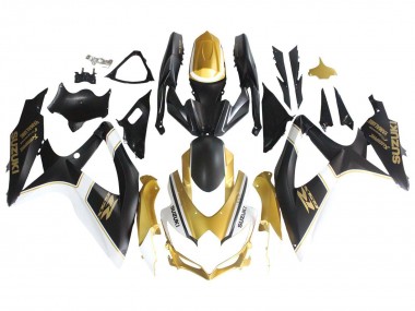 Noir Mat Blanc Or Carénage Moto Suzuki GSXR 600 / GSXR 750 2008-2010 Pas Chère