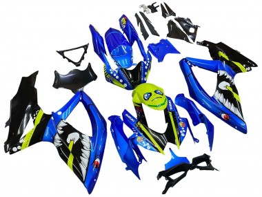 Bleu Fluorescent Vert Requin Carénage Moto Suzuki GSXR 600 / GSXR 750 2008-2010 Pas Chère