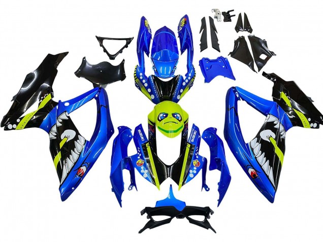 Bleu Fluorescent Vert Requin Carénage Moto Suzuki GSXR 600 / GSXR 750 2008-2010