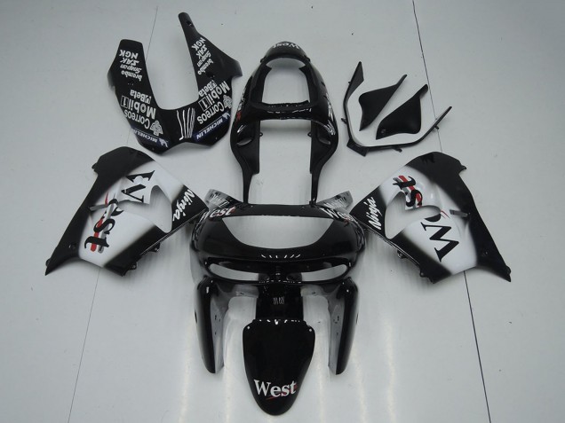 Noir Brillant Blanc West Carénage Moto Kawasaki ZX9R 1998-1999