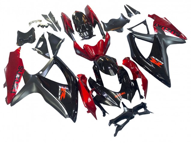 Rouge Noir Brillant Carénages Moto Suzuki GSXR 600 / GSXR 750 2008-2010