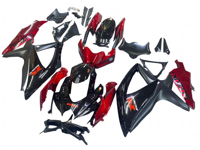 Rouge Noir Brillant Carénages Moto Suzuki GSXR 600 / GSXR 750 2008-2010