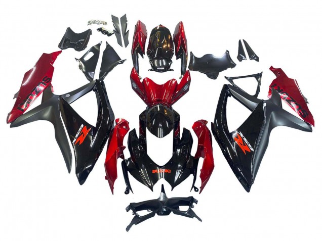 Rouge Noir Brillant Carénages Moto Suzuki GSXR 600 / GSXR 750 2008-2010