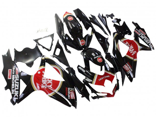 Noir Brillant Rouge Blanc Motul Lucky Strike Carénage Moto Suzuki GSXR 600 / GSXR 750 2008-2010