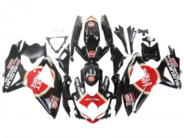 Noir Brillant Rouge Blanc Motul Lucky Strike Carénage Moto Suzuki GSXR 600 / GSXR 750 2008-2010 Pas Chère