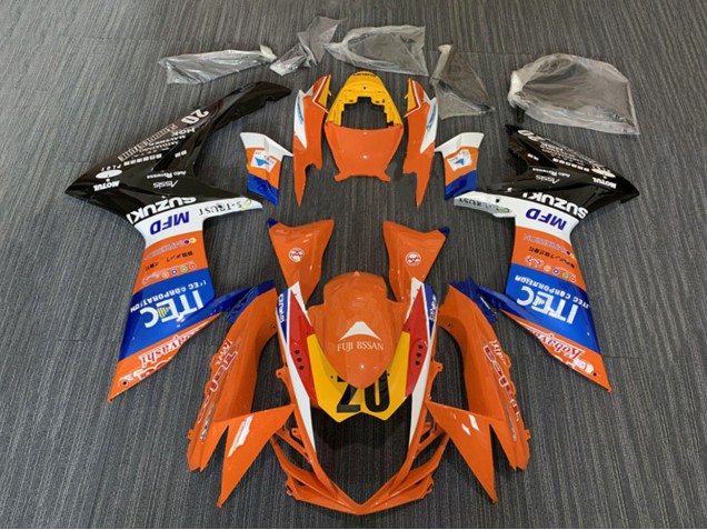 Orange Bleu Blanc Noir ITEC Carénage Moto Suzuki GSXR 600 / GSXR 750 2008-2010