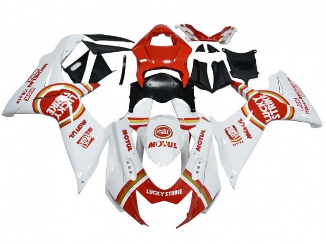 Blanc Rouge Lucky Strike Carénage Moto Suzuki GSXR 600 / GSXR 750 2008-2010