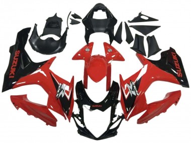 Rouge Noir Brillant Carénages Moto Suzuki GSXR 600 / GSXR 750 2011-2024 Pas Chère