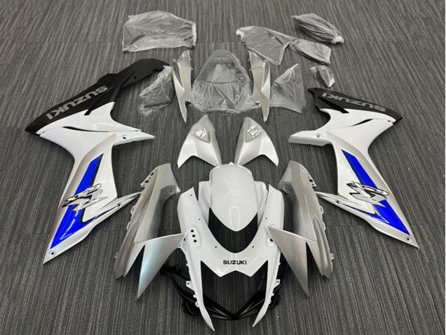 Blanc Argent Bleu Noir Carénage Moto Suzuki GSXR 600 / GSXR 750 2011-2024