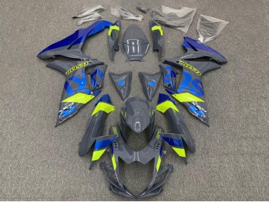 Gris Nardo Foncé Bleu Fluorescent Jaune Carénage Moto Suzuki GSXR 600 / GSXR 750 2011-2024 Pas Chère