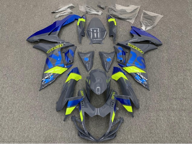 Gris Nardo Foncé Bleu Fluorescent Jaune Carénage Moto Suzuki GSXR 600 / GSXR 750 2011-2024