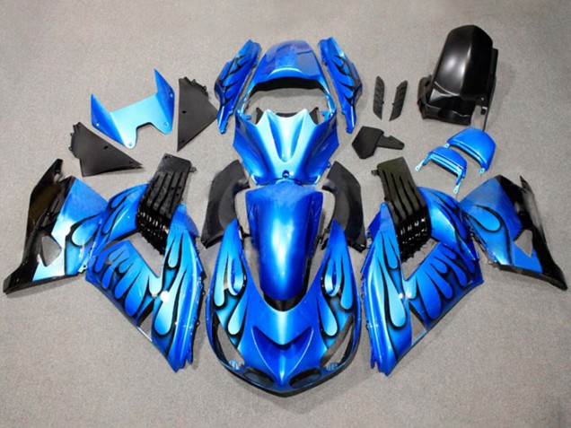 Bleu Noir Flamme Carénage Moto Suzuki GSXR 600 / GSXR 750 2011-2024