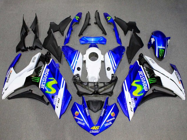 Blanc Bleu Vert MoviStar Monstre Carénage Moto Yamaha YZF R3/R25 2015-2018