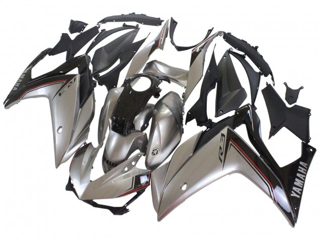 Argent Noir Carénage Moto Yamaha YZF R3/R25 2015-2018