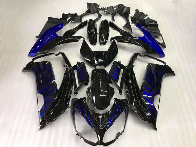 Noir Brillant Bleu Flamme Carénage Moto Kawasaki EX650 2012-2016
