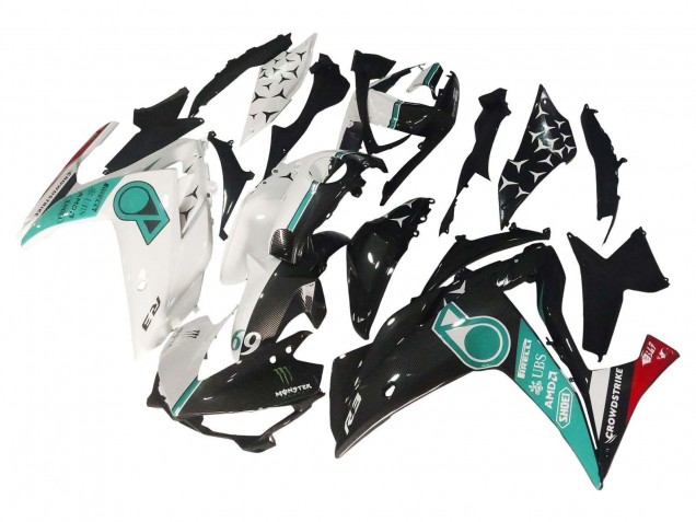 Blanc Vert Noir Brillant Carénage Moto Yamaha YZF R3/R25 2015-2018