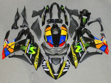 Noir Brillant Jaune Blanc Bleu ENEOS Monstre MoviStar Roue Chromatique Carénage Moto Yamaha YZF R3/R25 2015-2018 Pas Chère