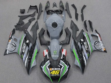 Nardo Gris Vert Noir ENEOS Monstre 46 Carénage Moto Yamaha YZF R3/R25 2015-2018 Pas Chère