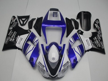Bleu Blanc Noir Brillant Yamalube Motards Carénage Moto Yamaha YZF R1 1998-1999 Pas Chère