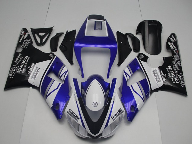 Bleu Blanc Noir Brillant Yamalube Motards Carénage Moto Yamaha YZF R1 1998-1999