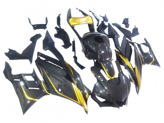 Or Noir Fibre de Carbone Carénage Moto Yamaha YZF R3/R25 2019-2021