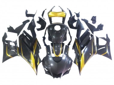 Or Noir Fibre de Carbone Carénage Moto Yamaha YZF R3/R25 2019-2021 Pas Chère
